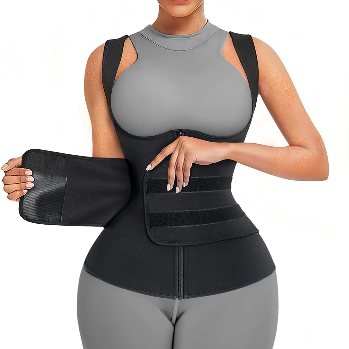 Sweat Waist Trainer Belt Neoprene - بدلة ساونا نيوبرين للنساء، سترة تعرق